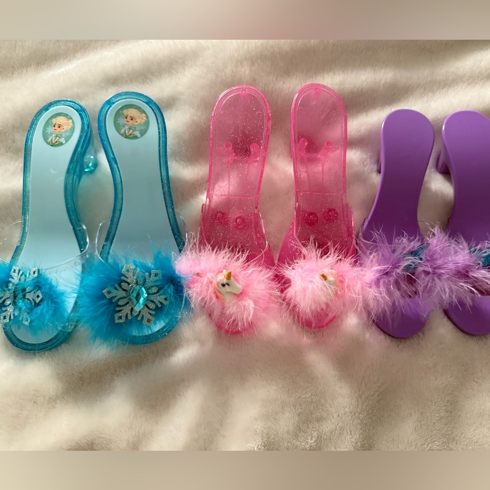 Kids Glittery Dress-Up Shoes Set - Blue, Pink, and Purple